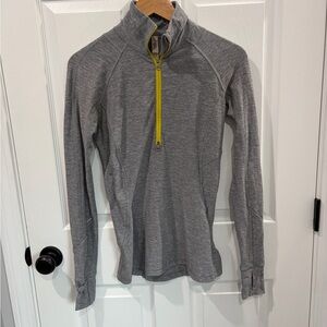lululemon athletica Gray Long Sleeve Quarter-Zip Top with Yellow Zipper